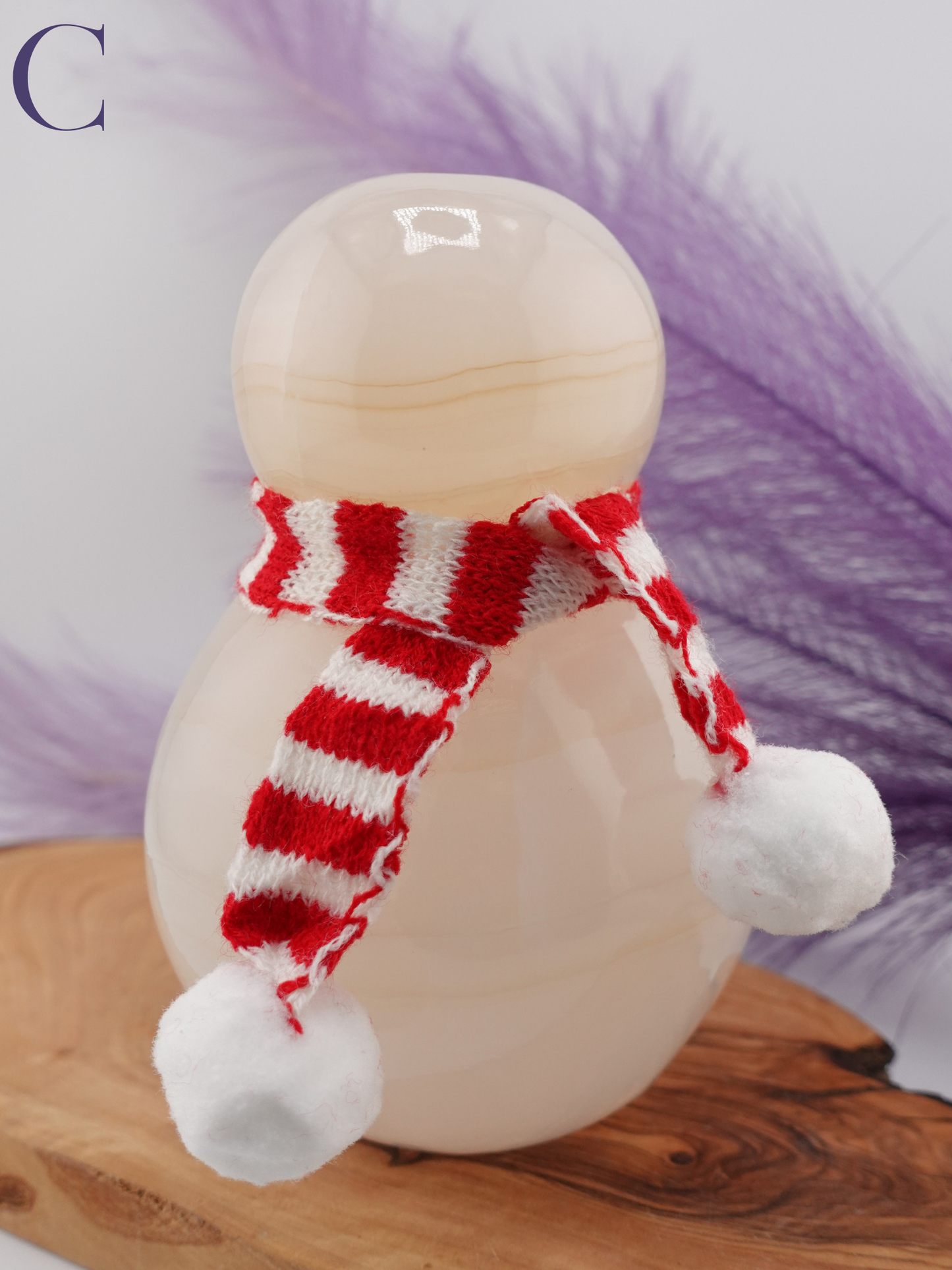 Banded Calcite 3D Snowman Lamp