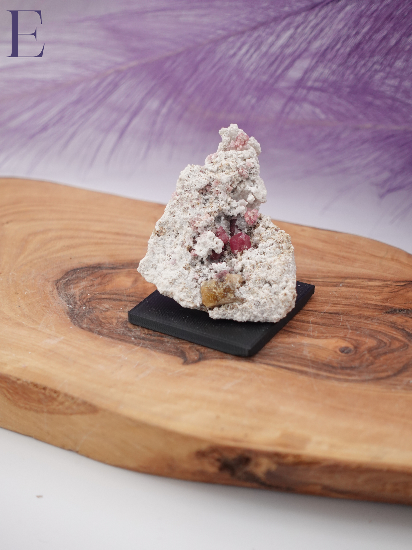 Raspberry Garnet Specimen on small black stand Option E