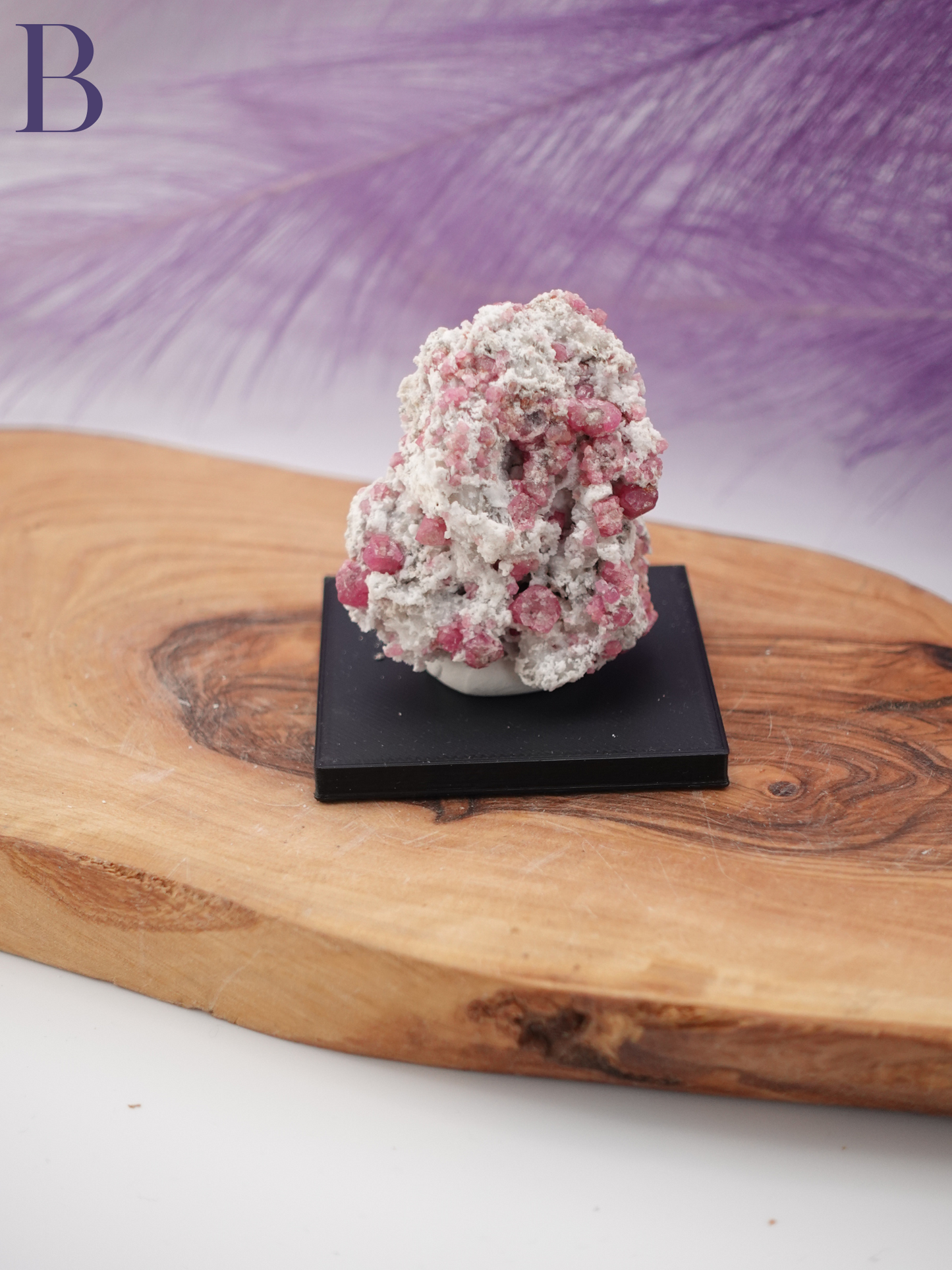 Raspberry Garnet Specimen on small black stand Option B