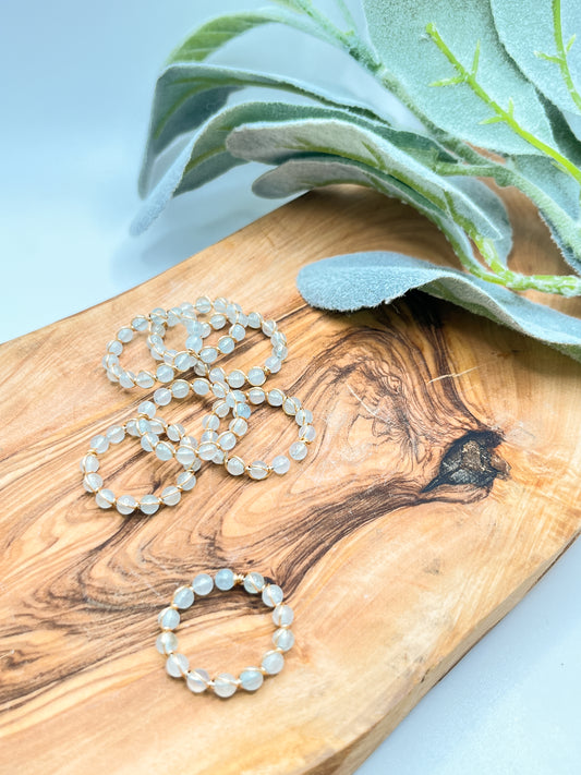 Wire Wrapped Crystal Beaded Ring - Aquamarine