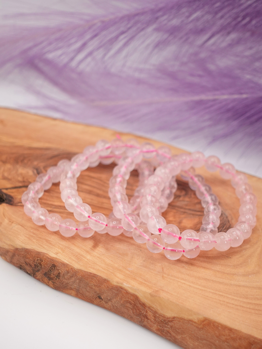 Rose Quartz Round Beaded Bracelet