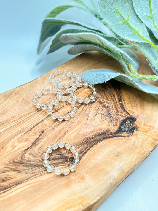Wire Wrapped Crystal Beaded Ring - Clear Quartz