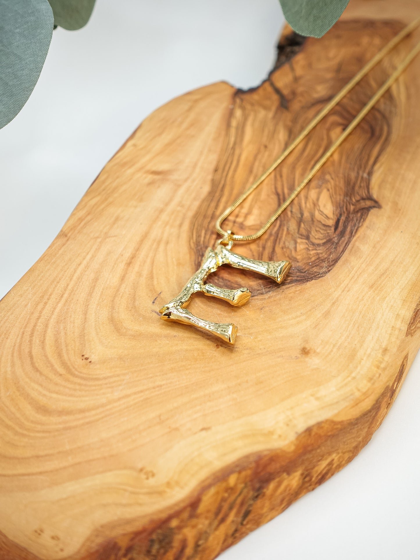 Bamboo Initial Letter Pendant Necklace