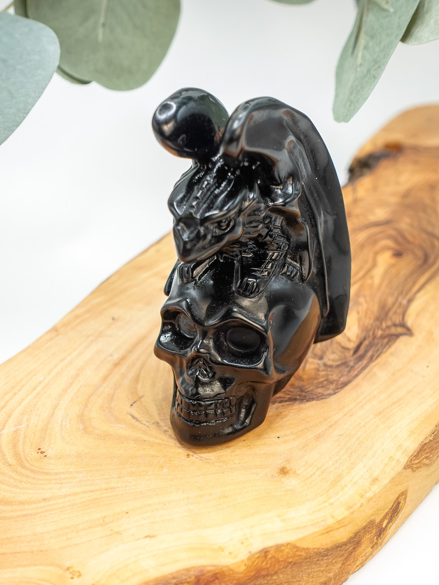 Black Obsidian Skull & Gargoyle Carving