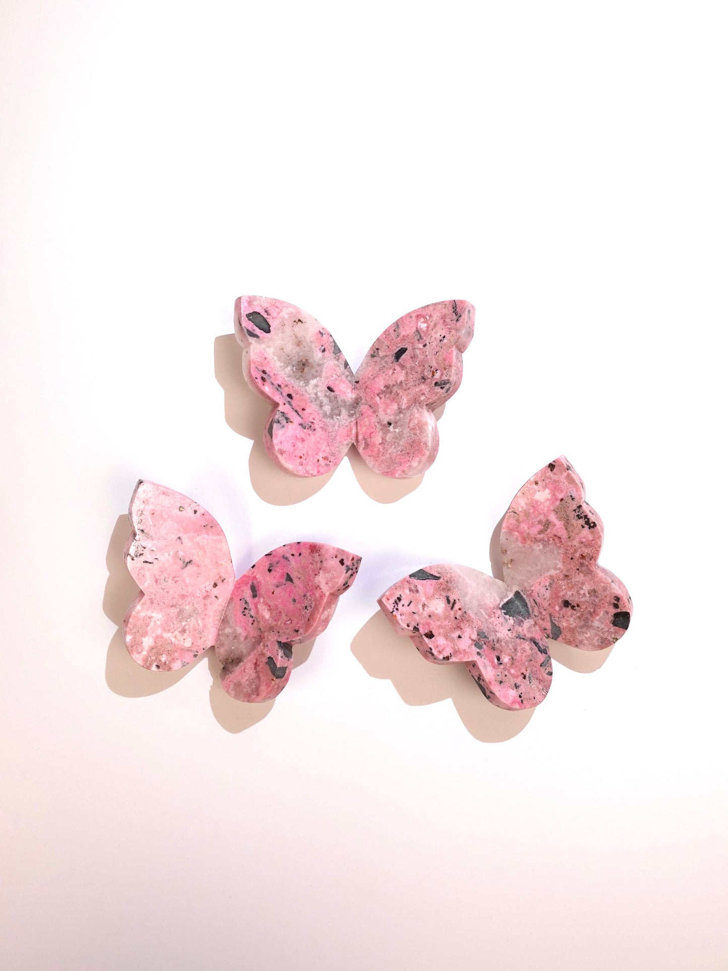 Icy Rhodonite 3D Butterflies on white background