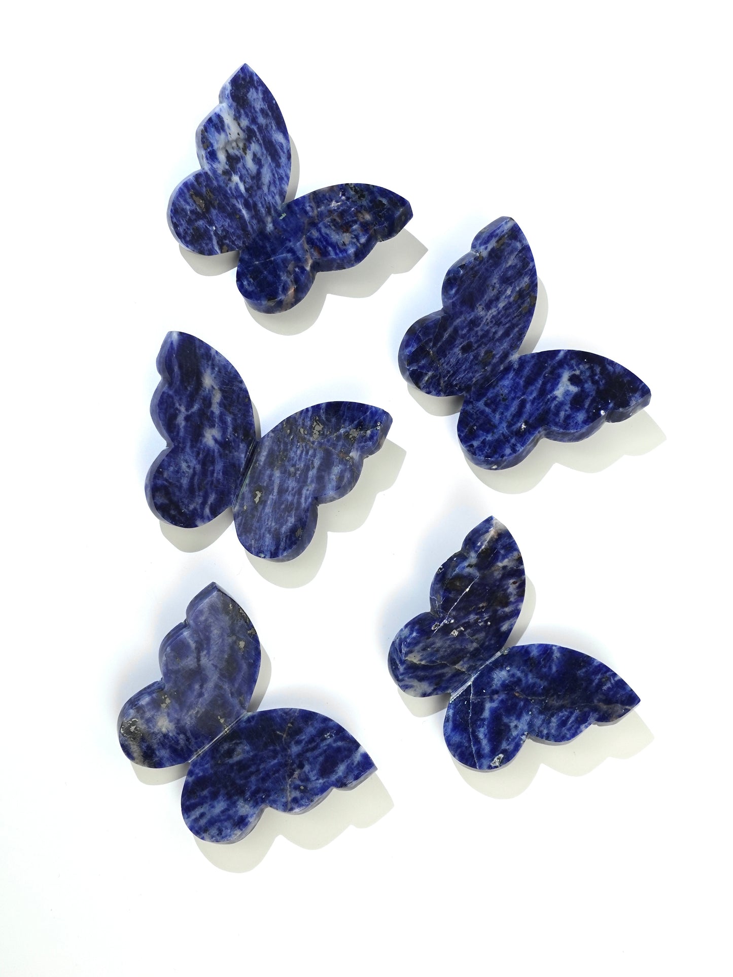5 Sodalite 3D butterflies on white background