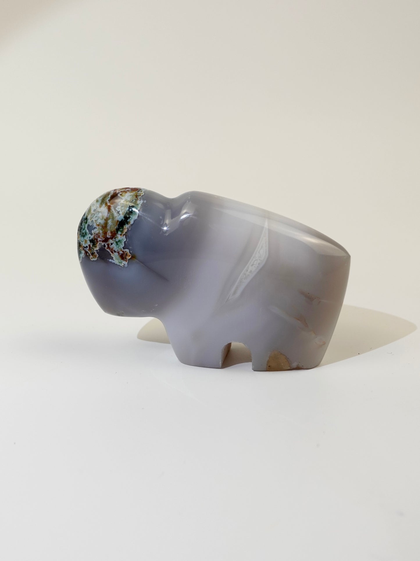 Agate bison on white background. A