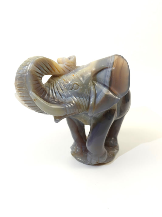Agate Elephant carving on white background