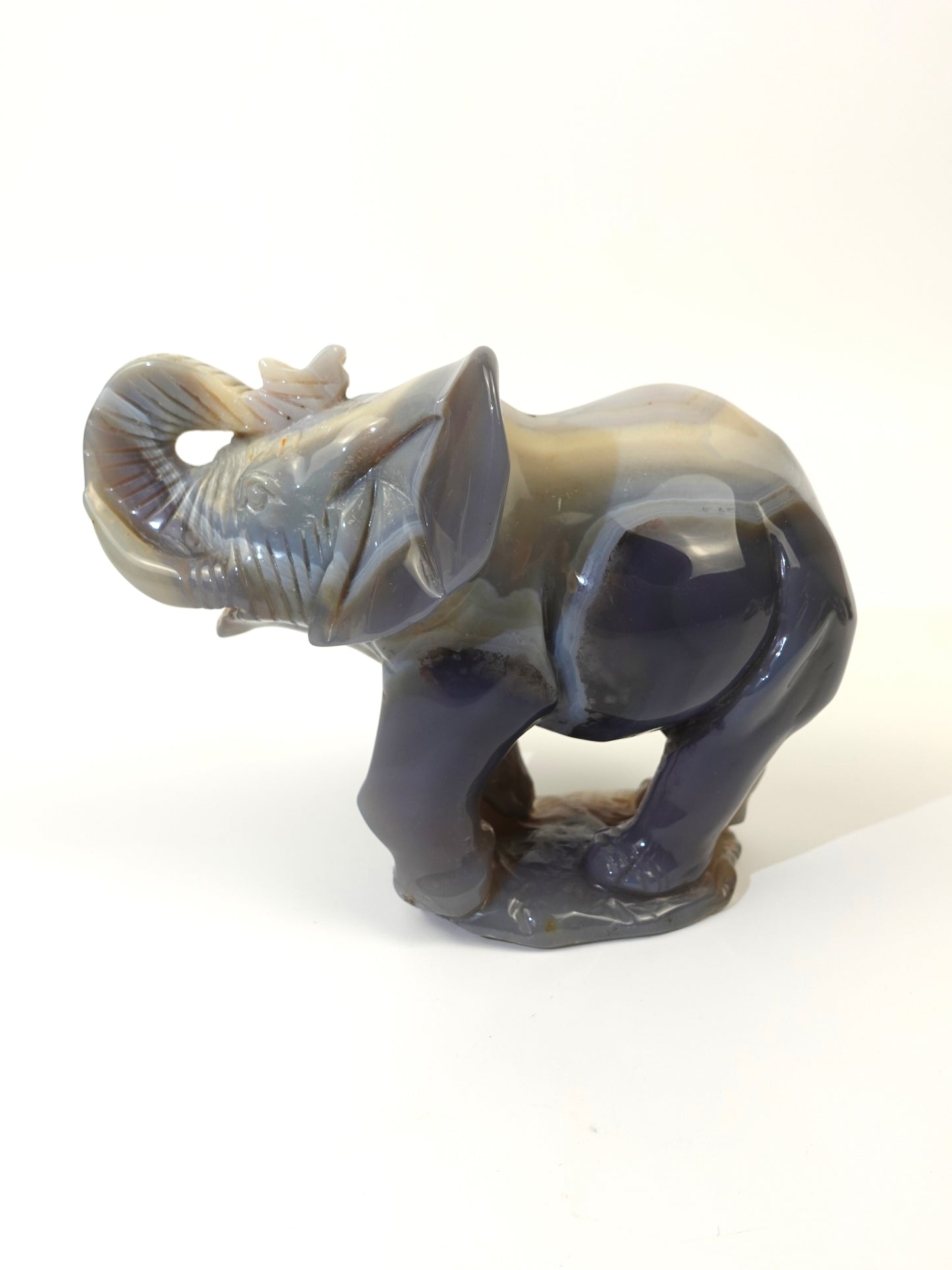 Agate Elephant carving on white background
