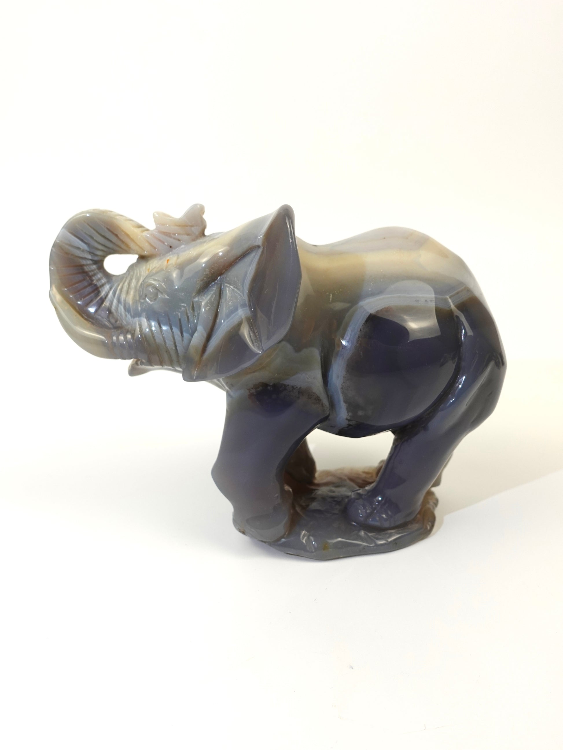 Agate Elephant carving on white background