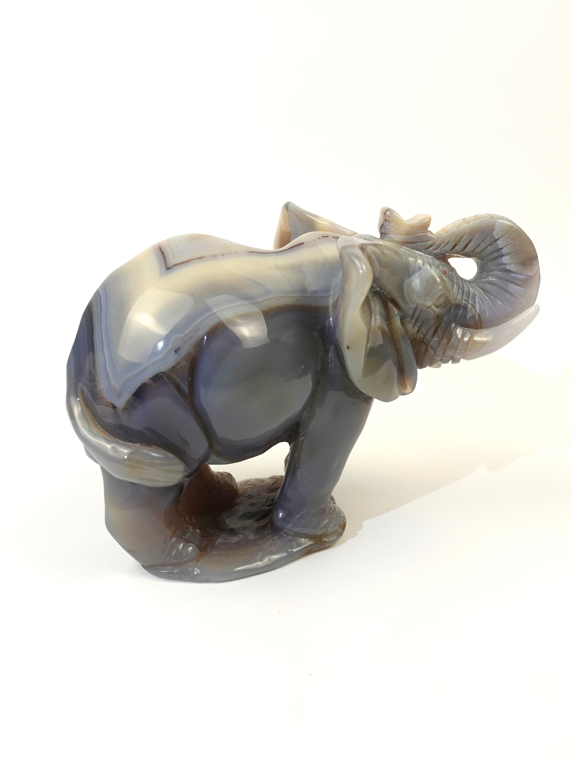 Agate Elephant carving on white background