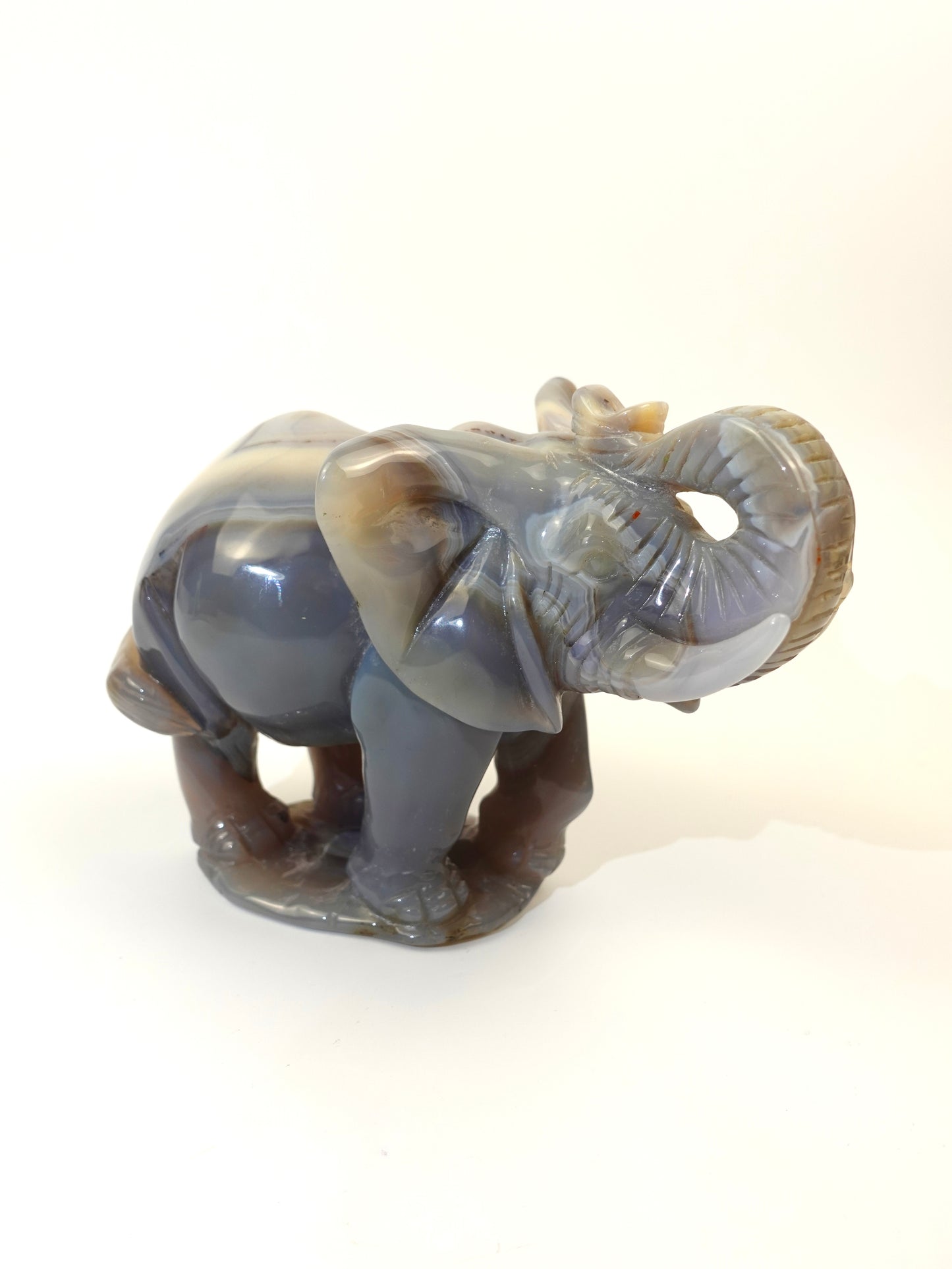 Agate Elephant carving on white background