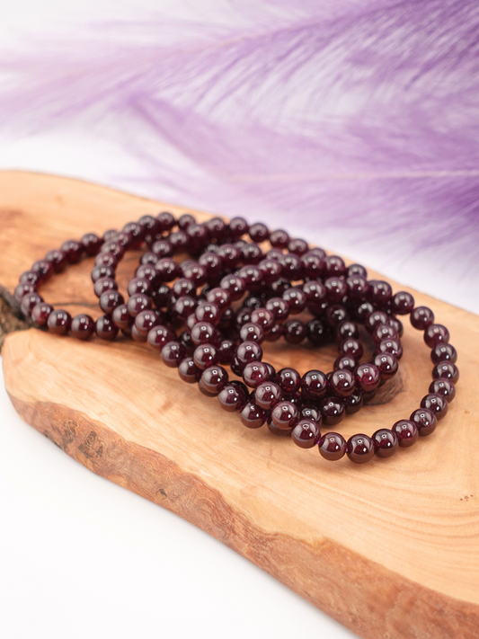 Garnet Round Beaded Bracelet