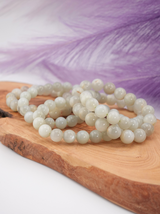 Green Moonstone Round Beaded Bracelet