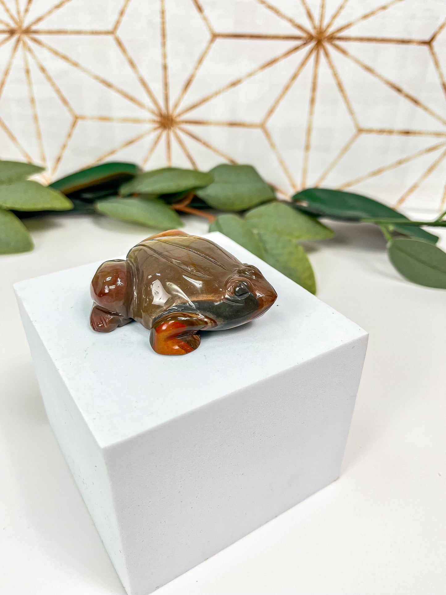 Polychrome Frog Carving