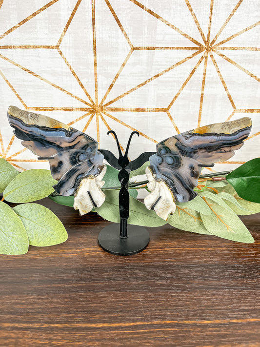 Volcano Agate Wings on a Stand