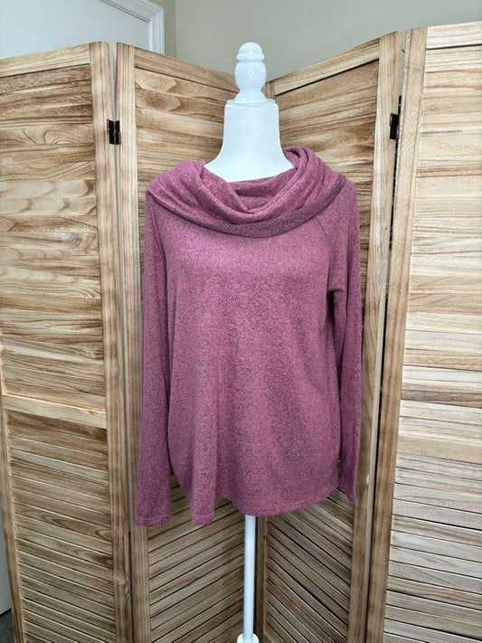 Mauve Cowl Neck Brushed Knit Top