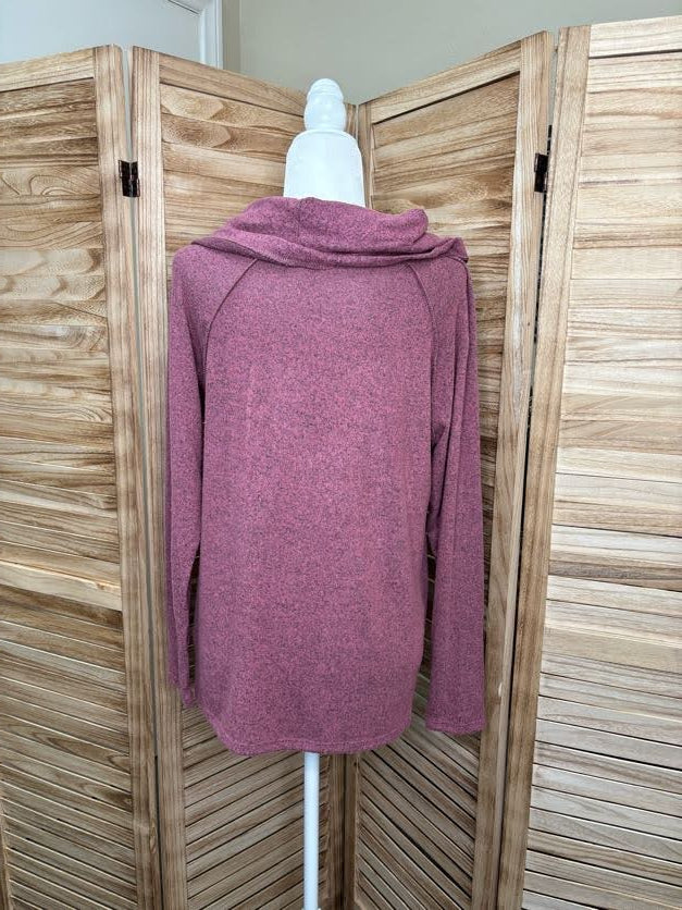 Mauve Cowl Neck Brushed Knit Top