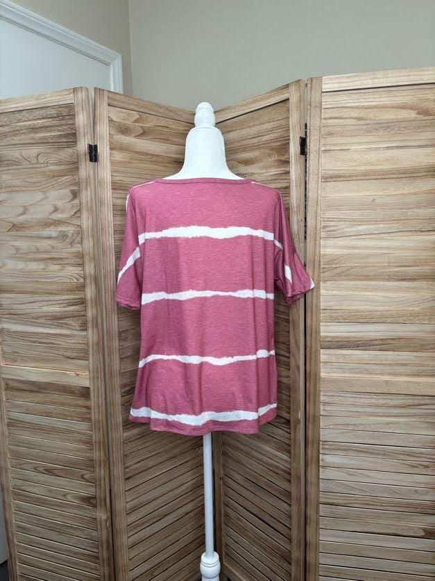 White Striped Tie Dye w/Knot Accent Top - Two colors!