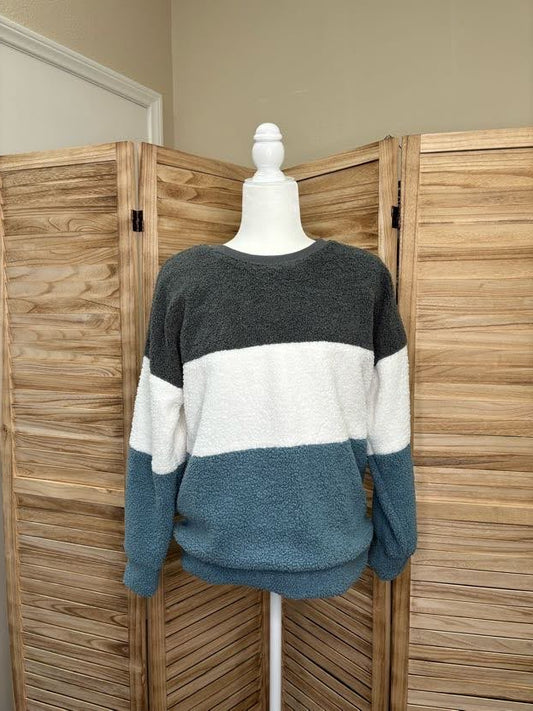 Colorblock Plush Sweatshirt