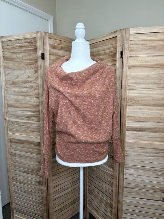 Rust Ribbed Heathered Dolman