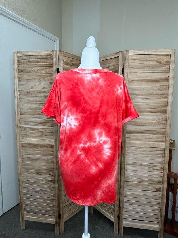 Red Tie Dye V-Neck