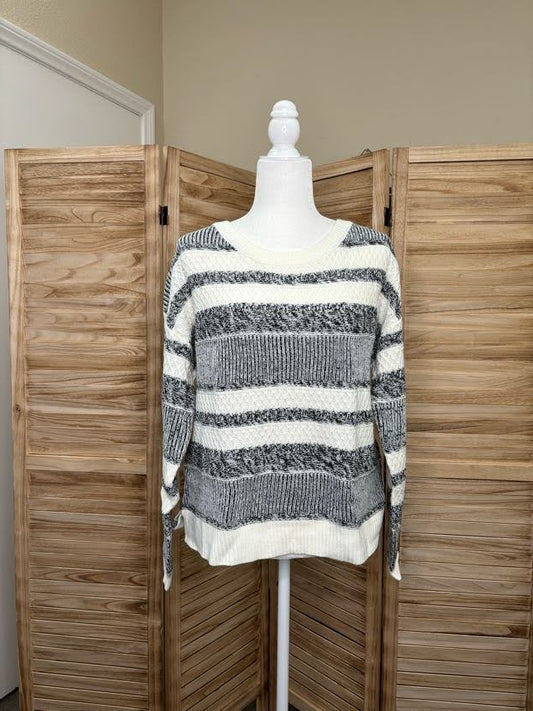 Black & White Striped Pullover Knit Sweater