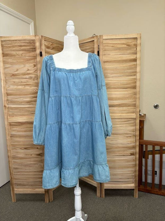 Washed Denim Boho Dress