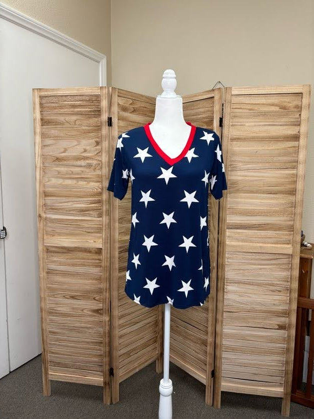 Seeing Stars Patriotic V-Neck Top