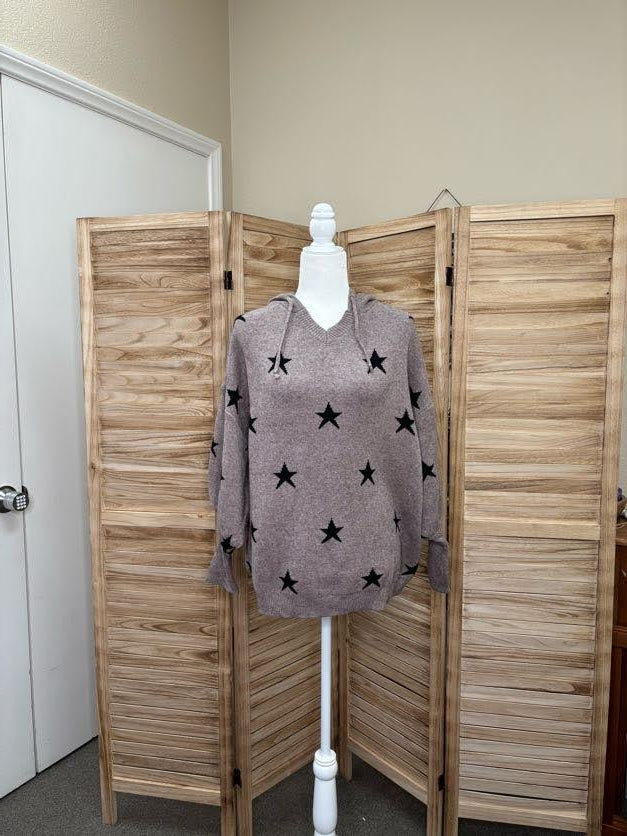 Star Print Sweater Hoodie