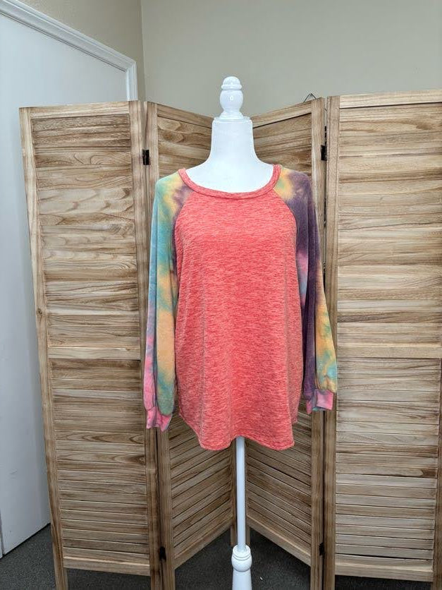 MultiColored Tie Dye Raglan Top