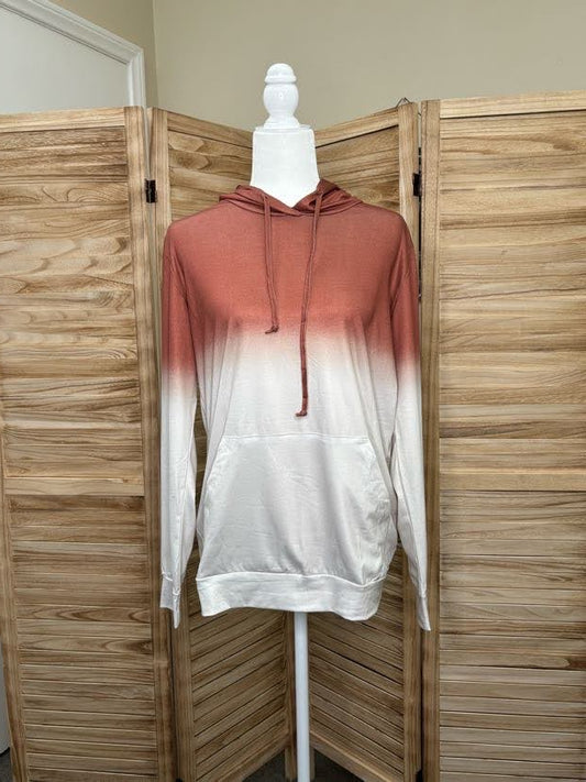 Brown Ombre Pocket Pullover Hoodie