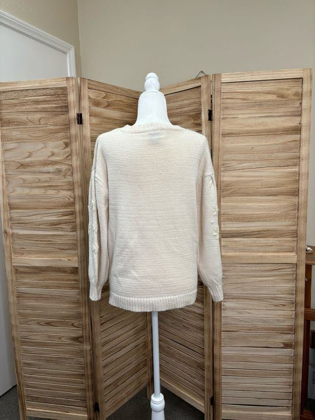 Floral Stitch Knit Pullover Sweater