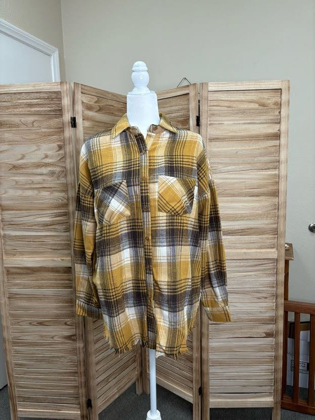 Gold Flannel Button Up