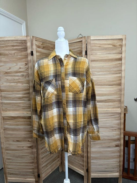 Gold Flannel Button Up