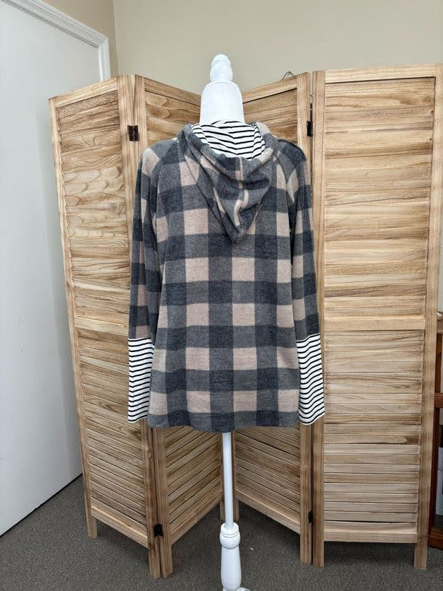 Taupe Buffalo Plaid Hoodie