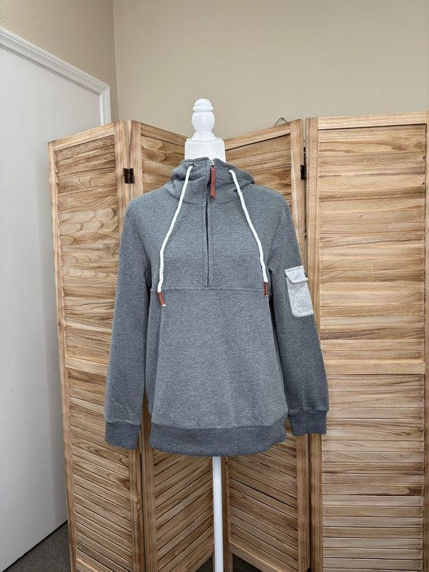 Grey Pocket Hoodie