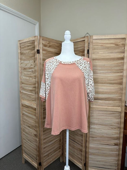 Terra Cotta Animal Print Loose Fit Top