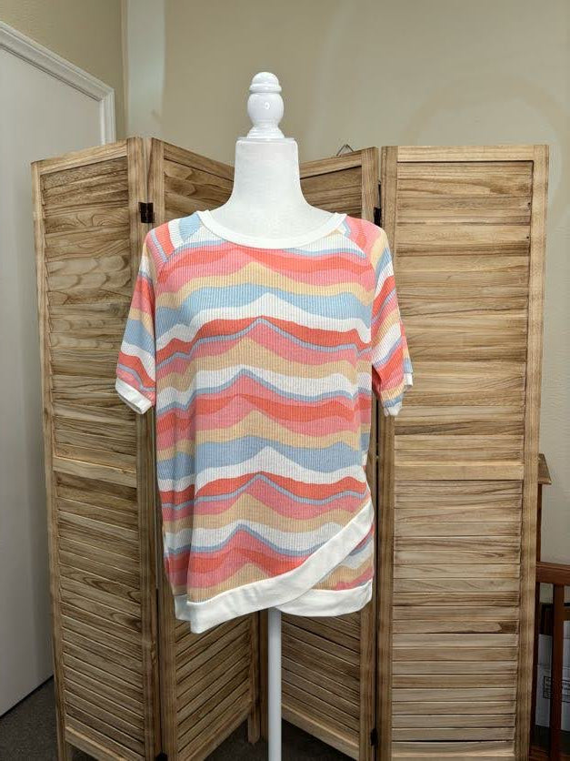 Wavy Stripe Ribbed Top