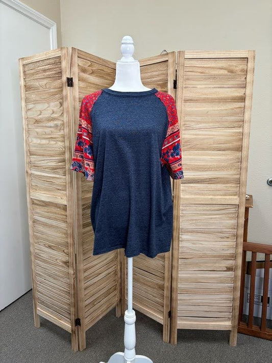 Red & Blue Scarf Raglan