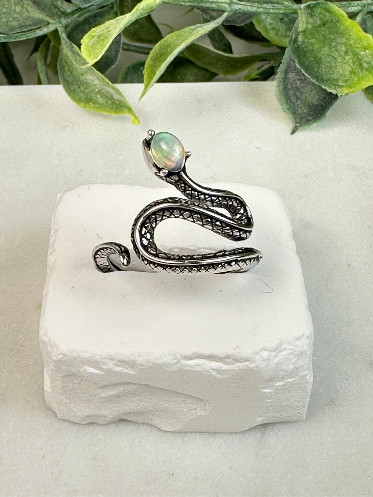 Opal Snake Ring-Adjustable
