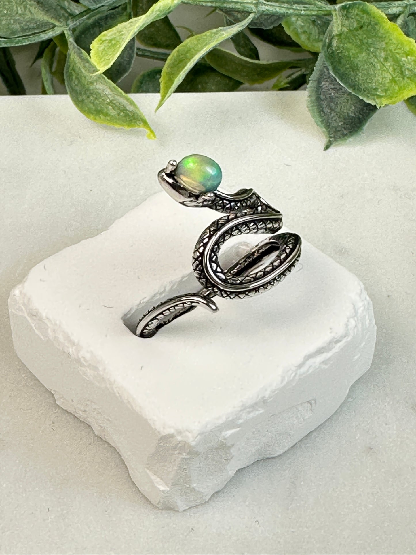 Opal Snake Ring Adjustable