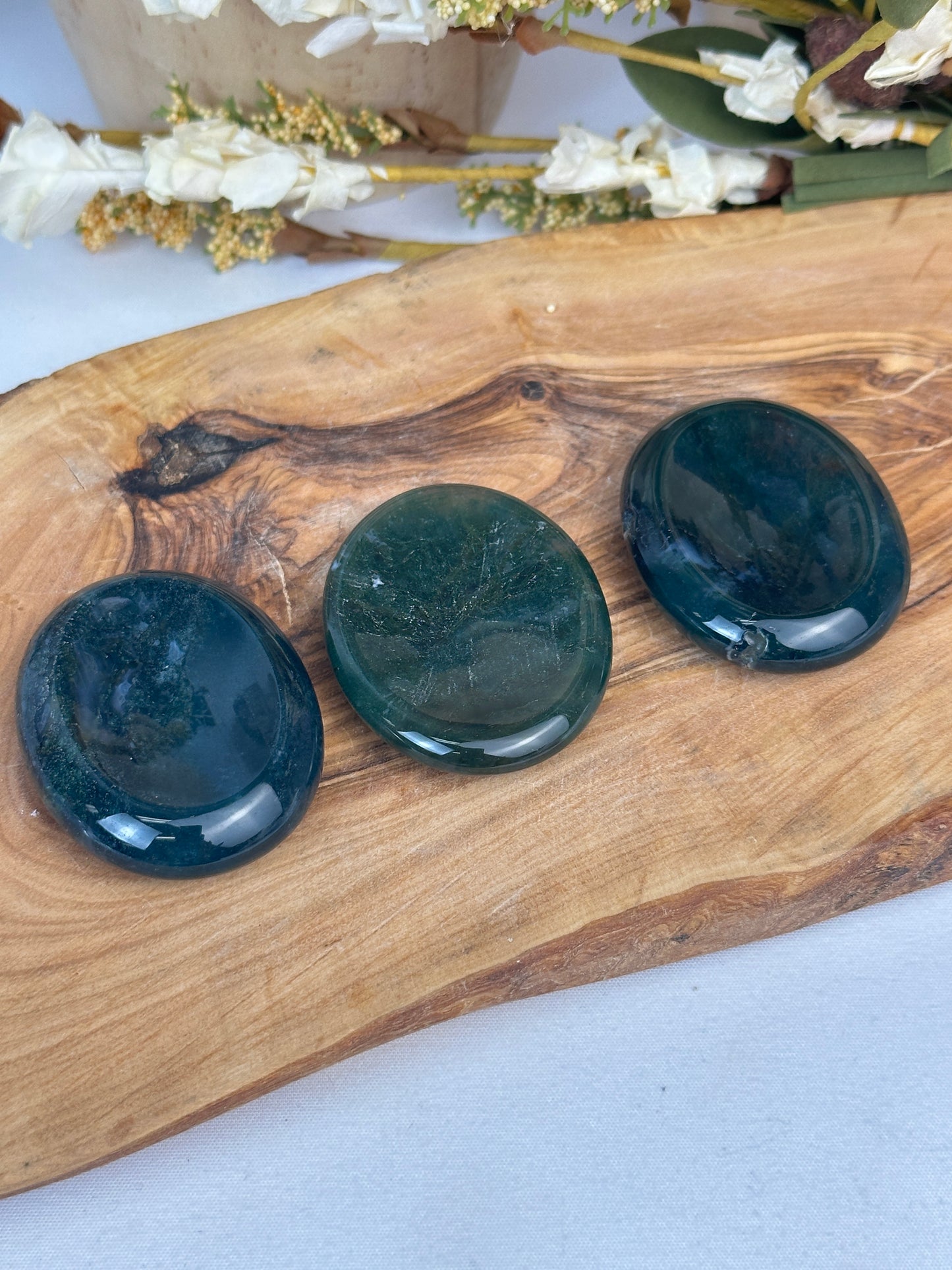 Moss Agate Worry Stone