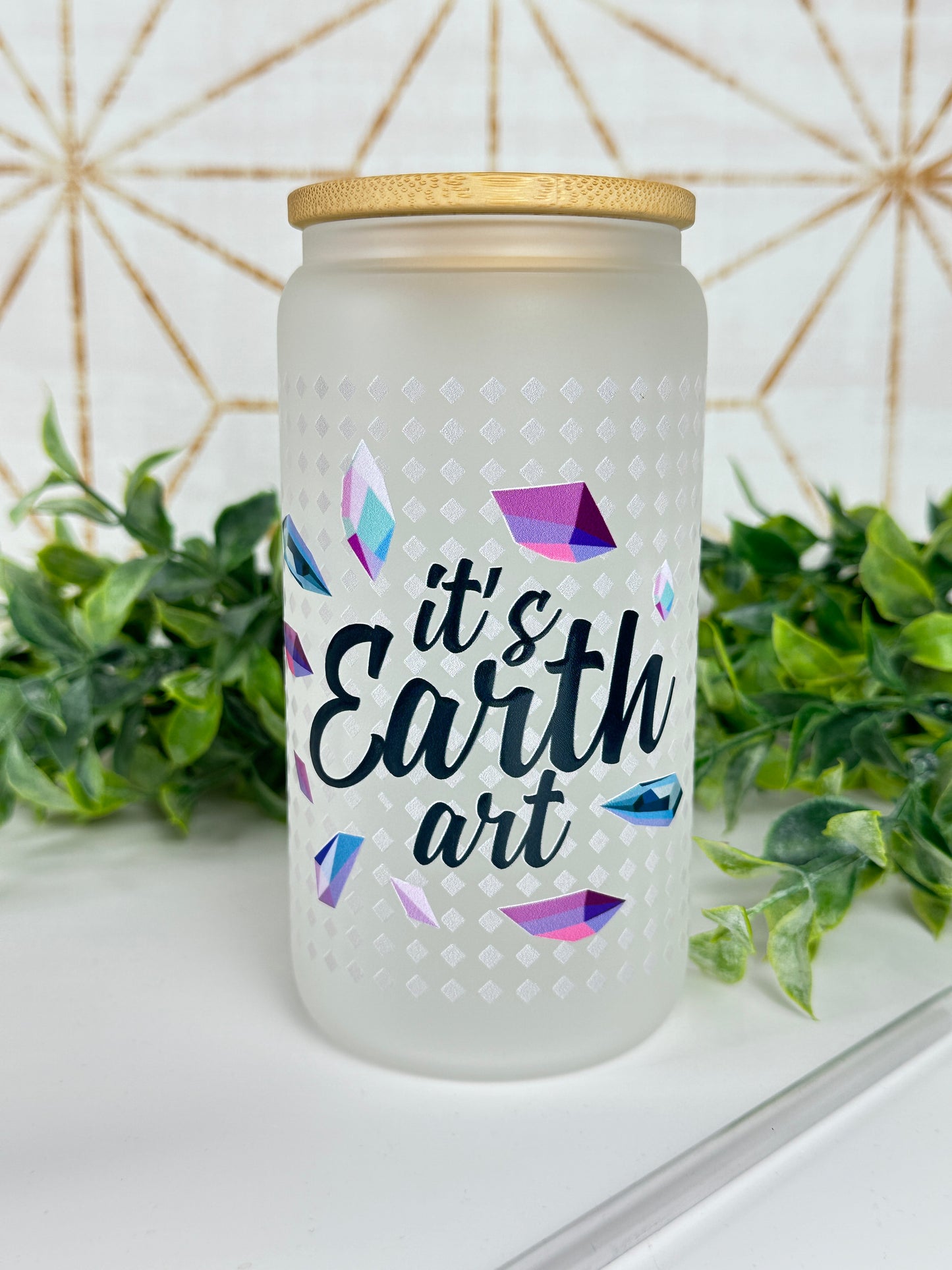 "It's Earth Art" Frosted 16oz Glass Tumbler