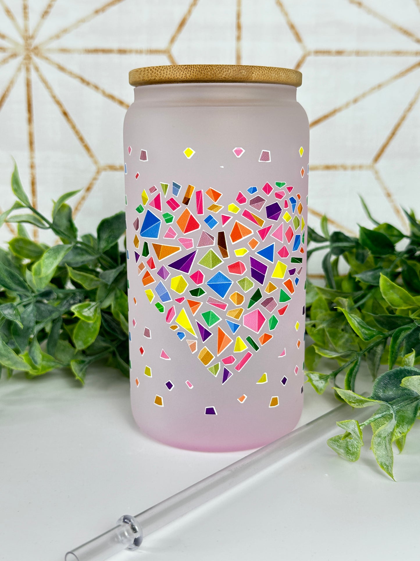 Heart Crystal Cluster 16oz. Cold Color Changing Tumbler
