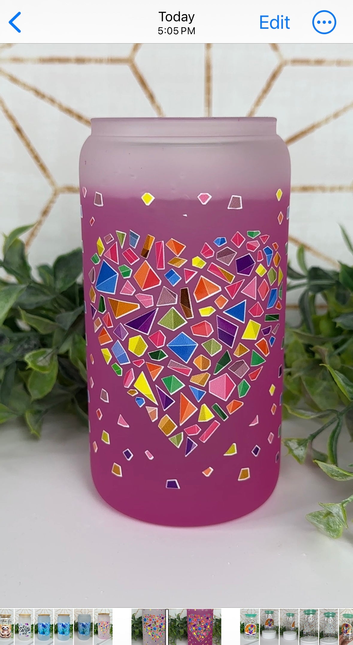 Heart Crystal Cluster 16oz. Cold Color Changing Tumbler