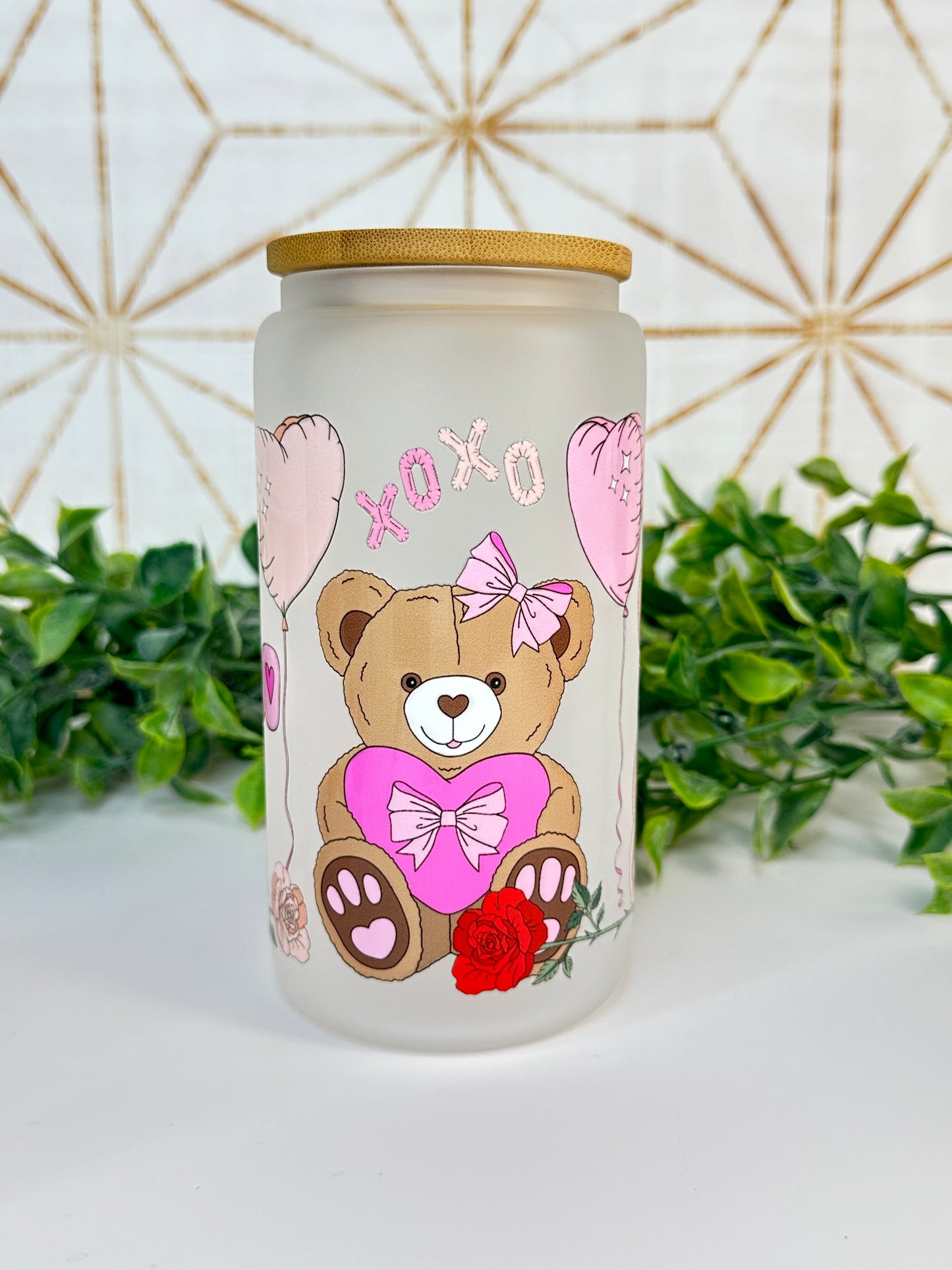Balloons and Bears 16oz Frosted Glass Tumbler