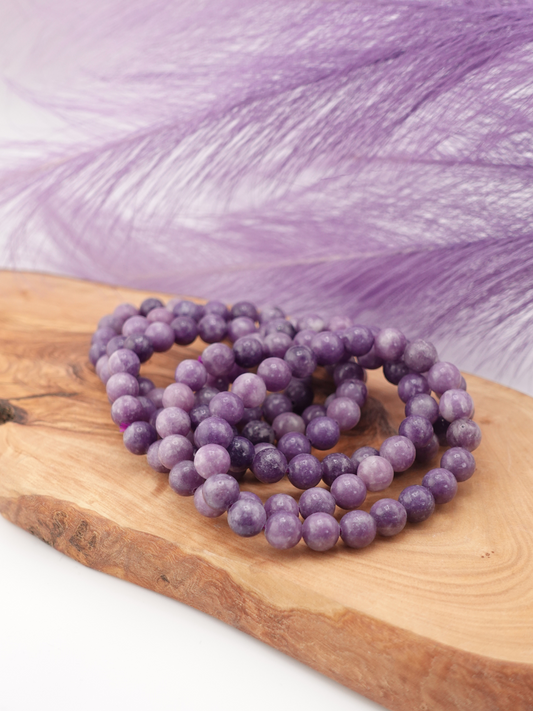 Lepidolite Round Beaded Bracelet