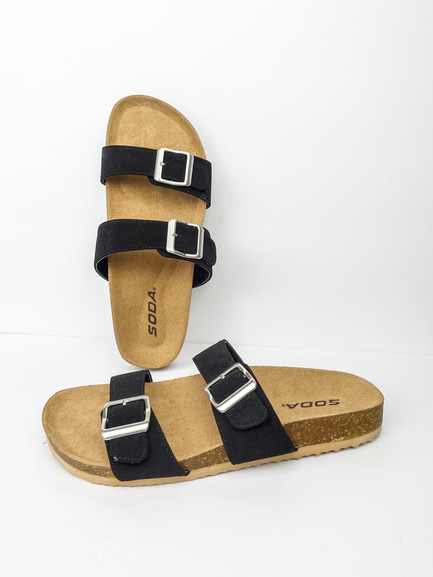 Double Buckle Slide Sandal