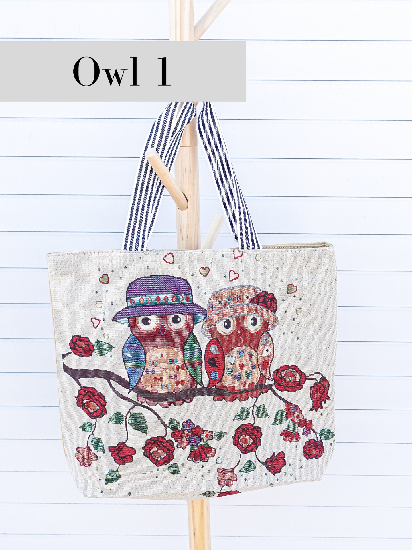 Embroidered Zipper Tote Bag